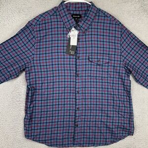 Porter Ash Flannel Shirt Men XL Blue Plaid Cashmere Blend Button Down Pocket NEW